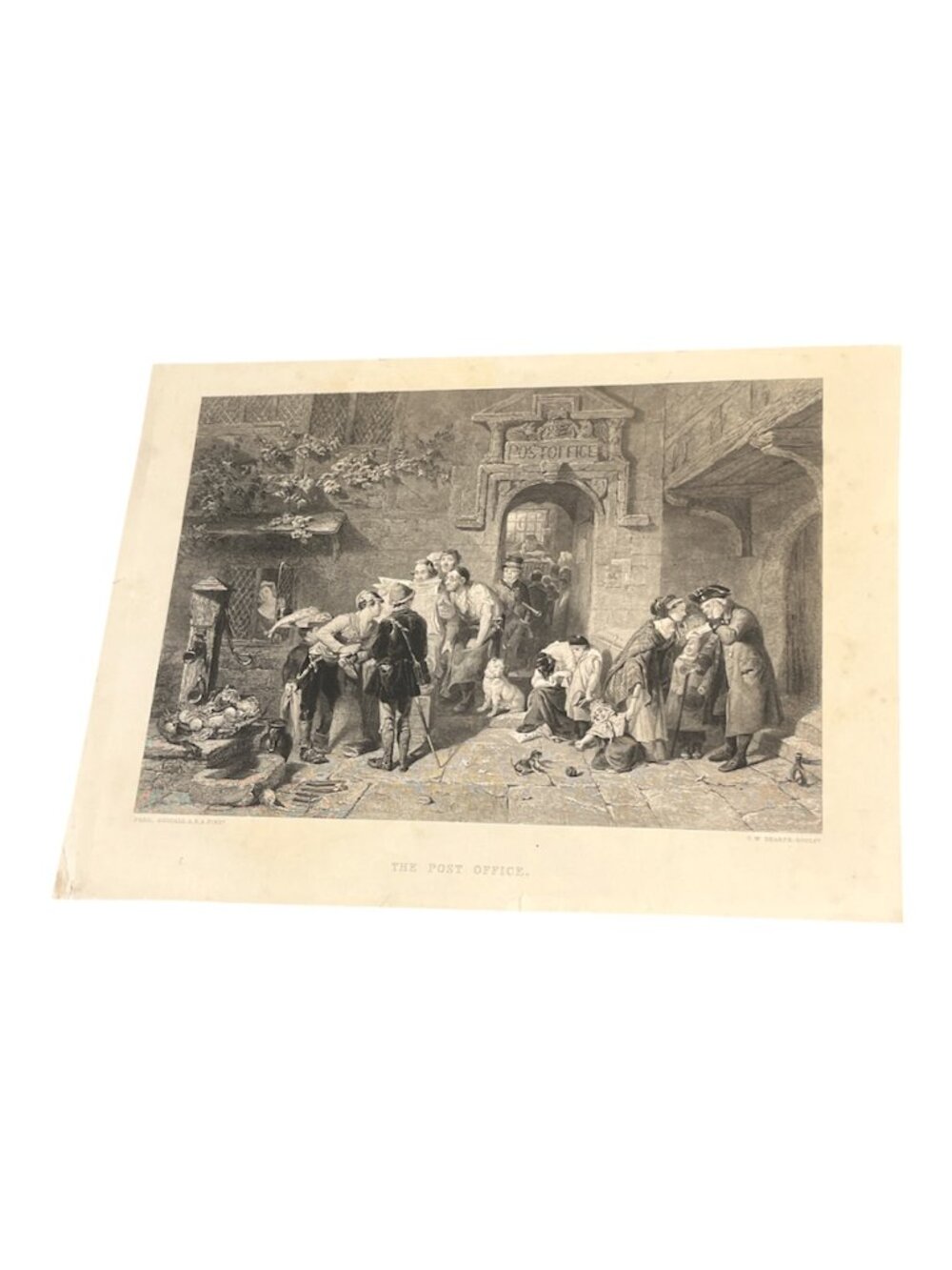 **Engraving THE POST OFFICE Unbound Single Sheet 13x8.5" Black & White